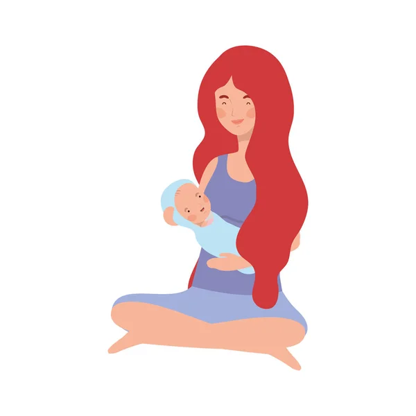 Žena s novorozenců v náručí — Stockový vektor