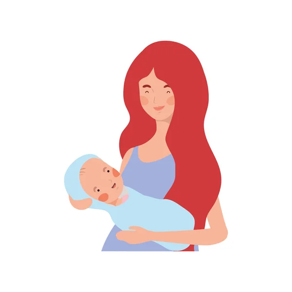 Mujer con un bebé recién nacido en sus brazos — Archivo Imágenes Vectoriales