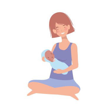 kollarında yeni doğmuş bir bebek ile kadın