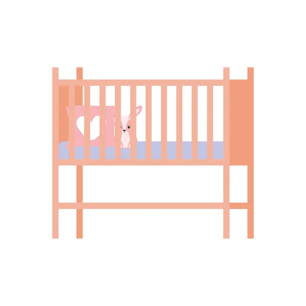 Łóżeczko dla dziecka lub niemowlę na białym tle ikona — Wektor stockowy