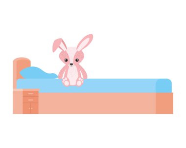 yatak izole simgesi ile oda