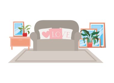 beyaz arka plan ile oturma odasında rahat kanepe