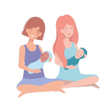 women with a newborn baby in her arms clipart