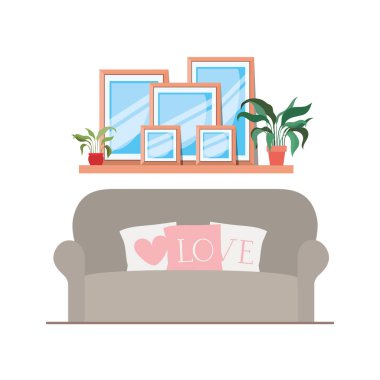 beyaz arka plan ile oturma odasında rahat kanepe