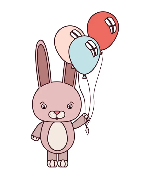 Niedlicher Hase mit Heliumballons — Stockvektor