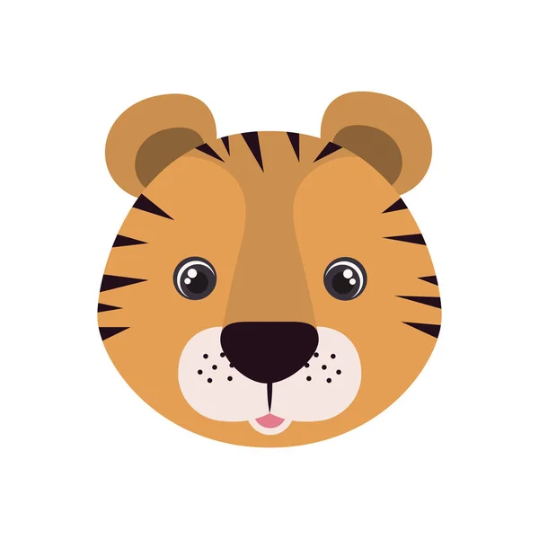 Cabeza de tigre para tarjeta de bebé con fondo blanco — Vector de stock