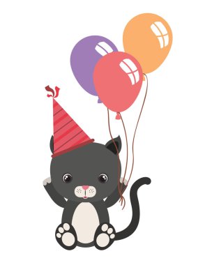 balonlar helyum ile sevimli kedi hayvan