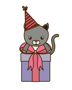 hediye kutusu ile sevimli kedi