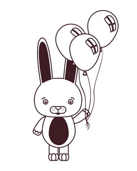 Sylwetka cute Bunny balony helu — Wektor stockowy