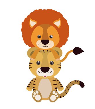 beyaz arka planda bebek kartı için sevimli hayvanlar