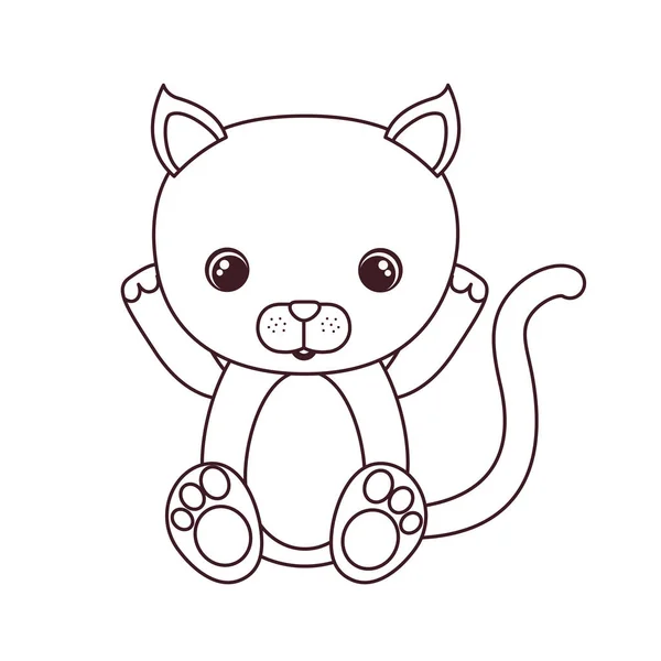 Silhueta de gato bonito para cartão de bebê no fundo branco — Vetor de Stock