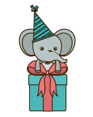 hediye kutusu ile sevimli fil