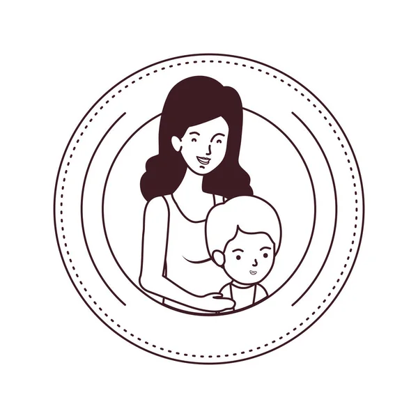 赤ちゃんのアバターキャラクターを持つ女性のシルエット — ストックベクタ