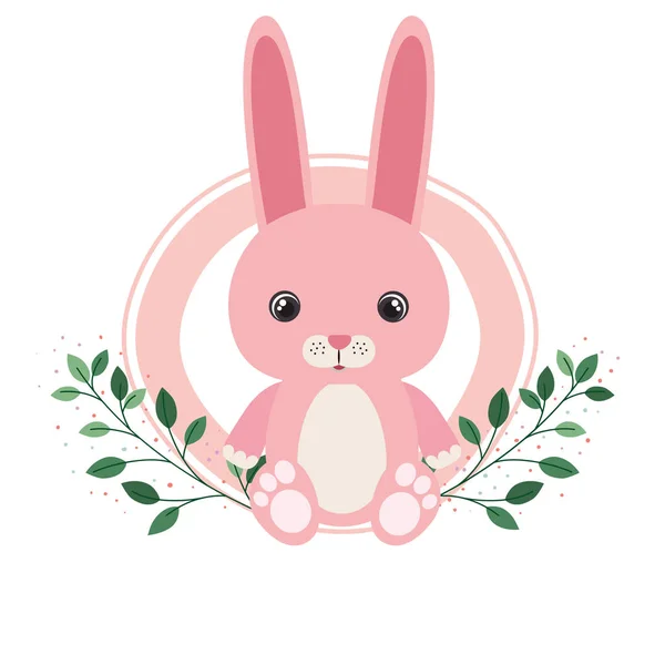 Schattige Bunny voor baby kaart op witte achtergrond — Stockvector