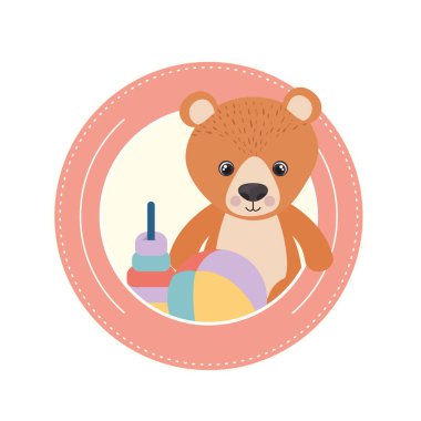 beyaz arka planda bebek kartı için sevimli ayı