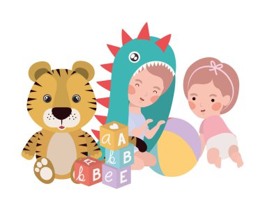 sevimli küçük çocuk güzel hayvan ile oynuyor