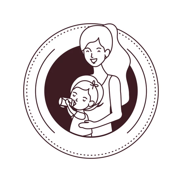 赤ちゃんのアバターキャラクターを持つ女性のシルエット — ストックベクタ