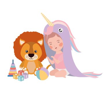 güzel aslan ile oynayan küçük çocuk