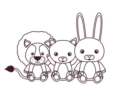 beyaz arka plan üzerinde bebek kartı için sevimli hayvanların silueti