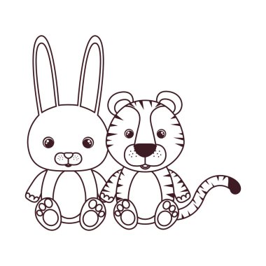 beyaz arka plan üzerinde bebek kartı için sevimli hayvanların silueti