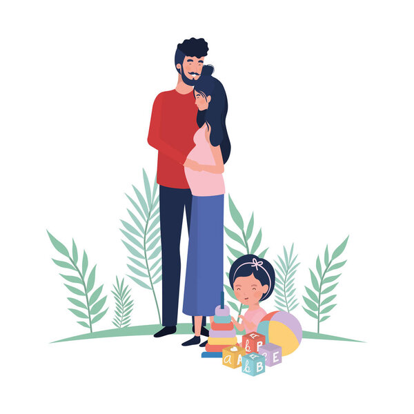 беременная женщина с мужем и ребенком
