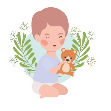 sevimli küçük çocuk güzel hayvan ile oynuyor