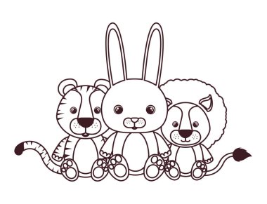 beyaz arka plan üzerinde bebek kartı için sevimli hayvanların silueti