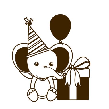 hediye kutusu ile sevimli fil silüeti