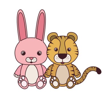 beyaz arka planda bebek kartı için sevimli hayvanlar