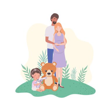 kocası ve bebeği ile hamile kadın
