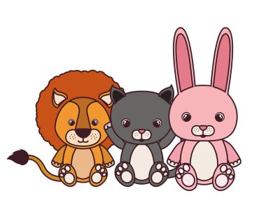 beyaz arka planda bebek kartı için sevimli hayvanlar