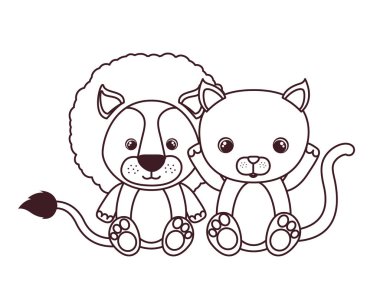 beyaz arka plan üzerinde bebek kartı için sevimli hayvanların silueti