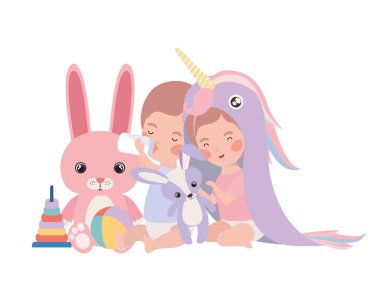 sevimli küçük çocuk güzel hayvan ile oynuyor