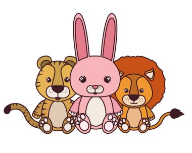 beyaz arka planda bebek kartı için sevimli hayvanlar