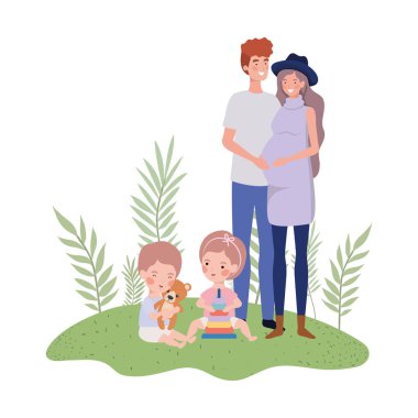 kocası ve bebeği ile hamile kadın