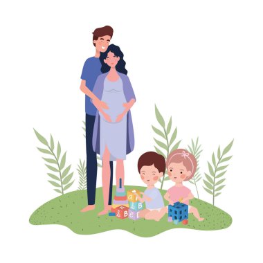 kocası ve bebeği ile hamile kadın