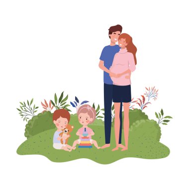 kocası ve bebeği ile hamile kadın