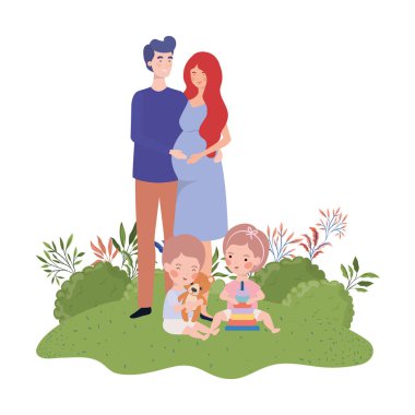 kocası ve bebeği ile hamile kadın