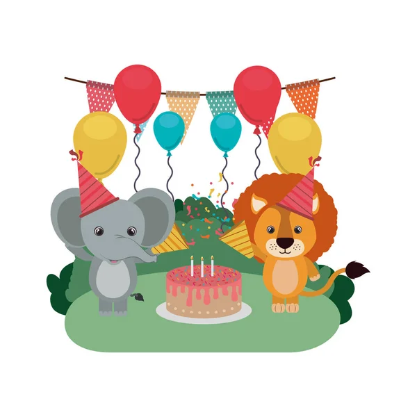 Carte de célébration avec les animaux — Image vectorielle