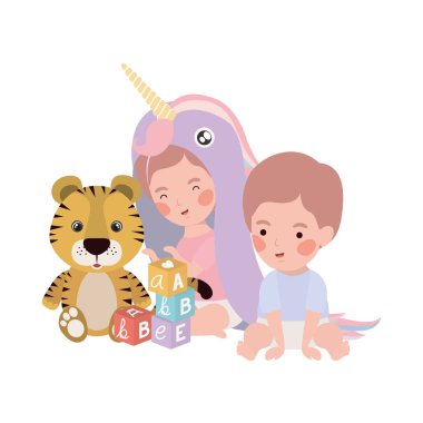 sevimli küçük çocuk güzel hayvan ile oynuyor