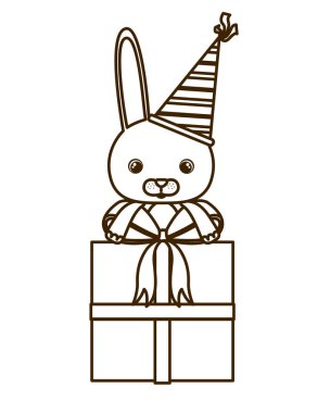 hediye kutusu ile sevimli tavşan silüeti