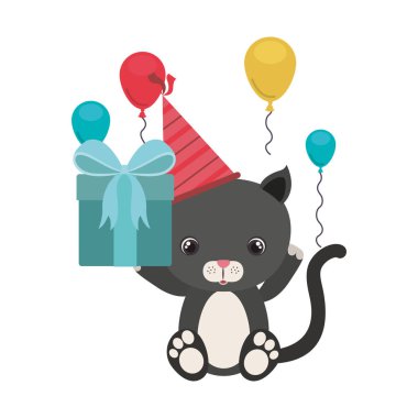 hediye kutusu ile sevimli kedi