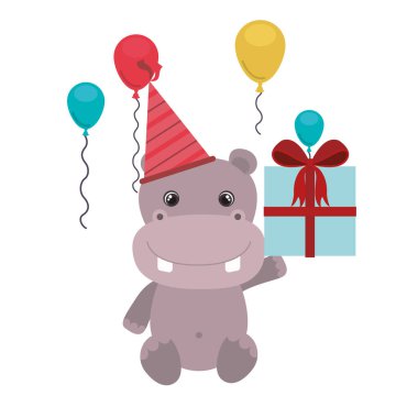 Hediye kutusu ile sevimli Hippo