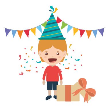 Doğum günü kutlama parti şapka ile çocuk