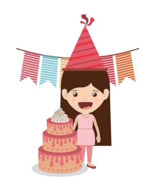 Doğum günü kutlama parti şapka ile kız