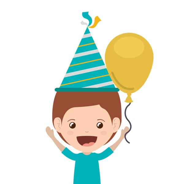 Niño con sombrero de fiesta en la celebración de cumpleaños — Vector de stock