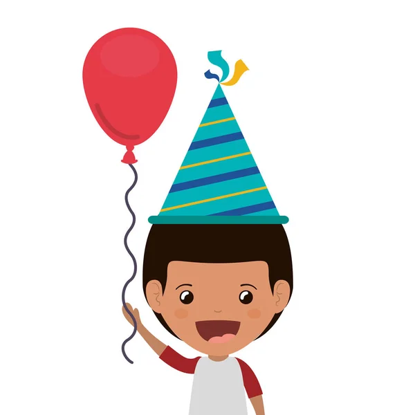 男孩与党帽在生日庆祝活动 — 图库矢量图片