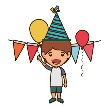 Doğum günü kutlama parti şapka ile çocuk