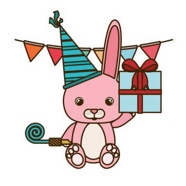 hediye kutusu ile sevimli tavşan