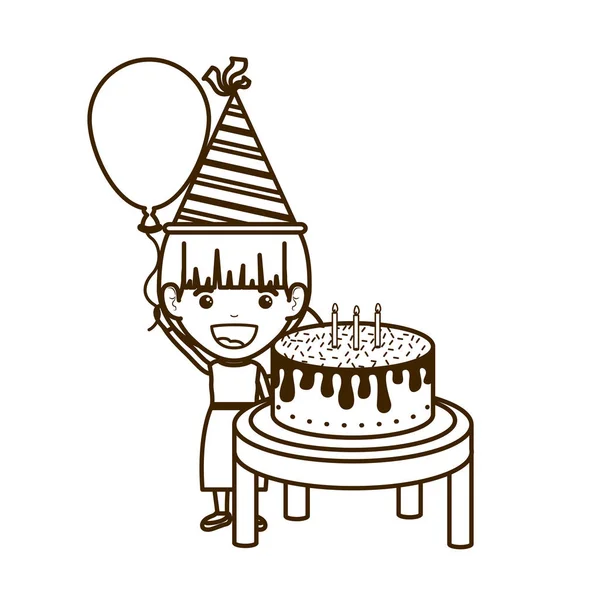 Sziluettje lány fél kalap születésnapi ünnepség — Stock Vector